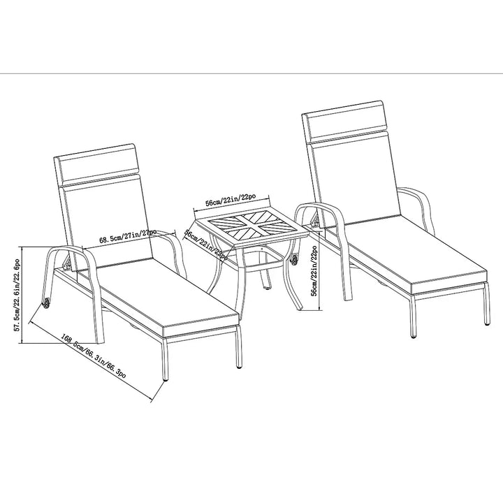 Sunvilla - Ensemble de chaises longues rembourrées