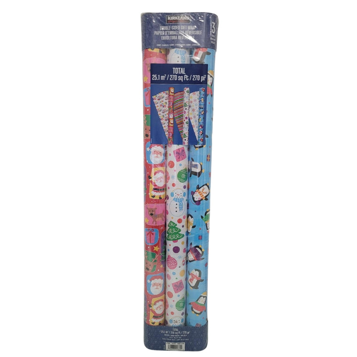 Kirkland signature - Lot de 3 emballages cadeaux double face