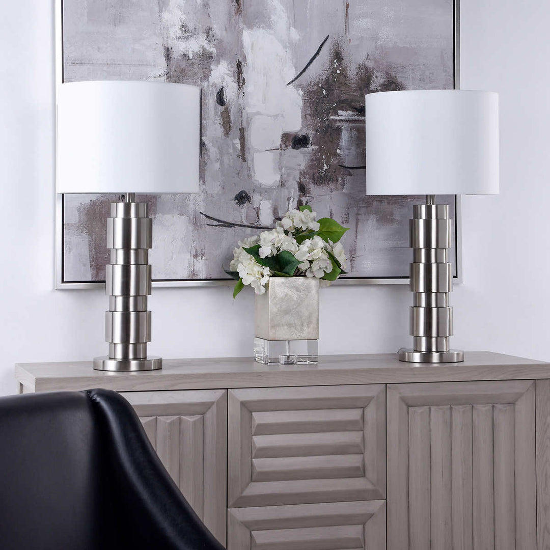 Stylecraft - Modern steel table lamp, pack of 2