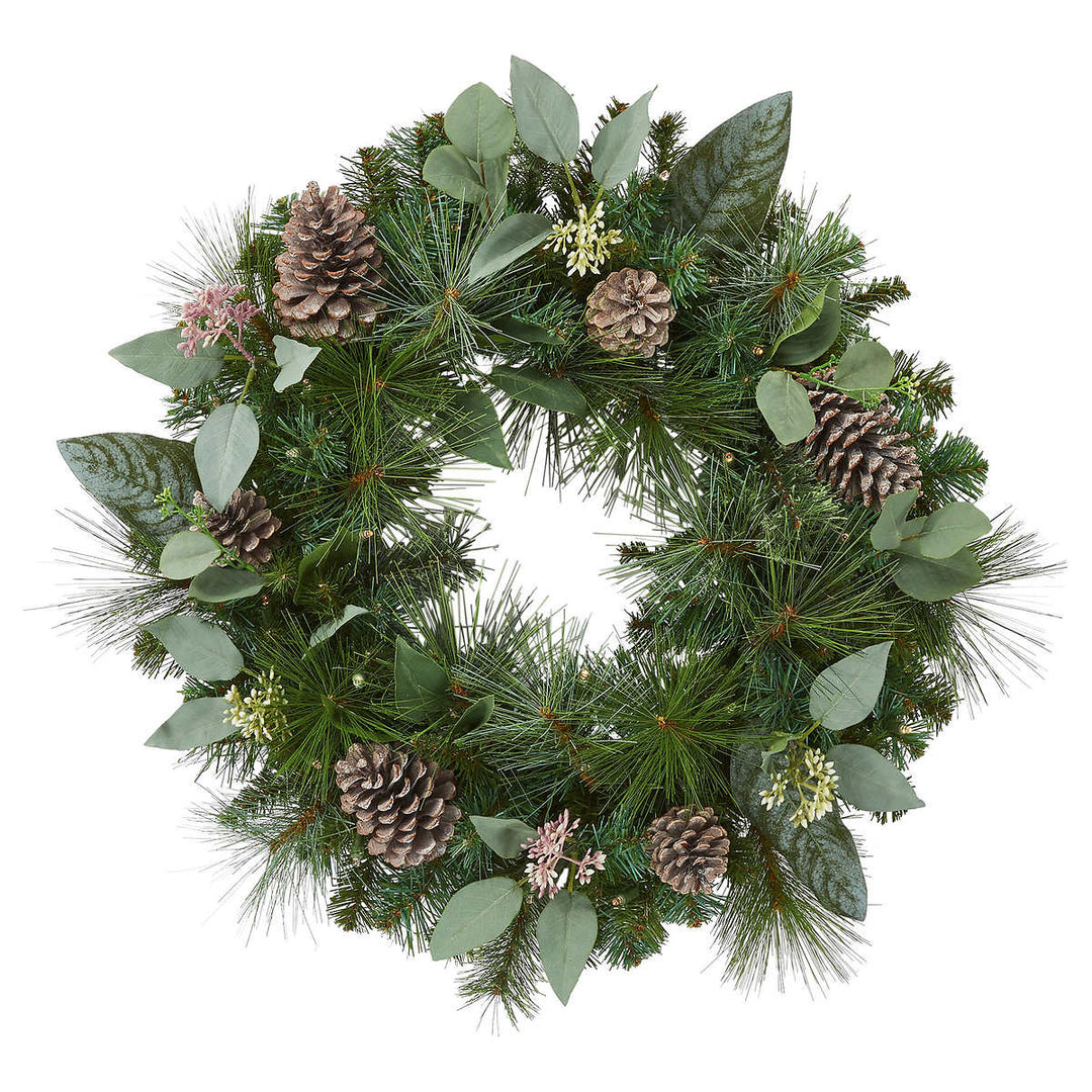 Lighted wreath with 30 LED lights, battery-powered