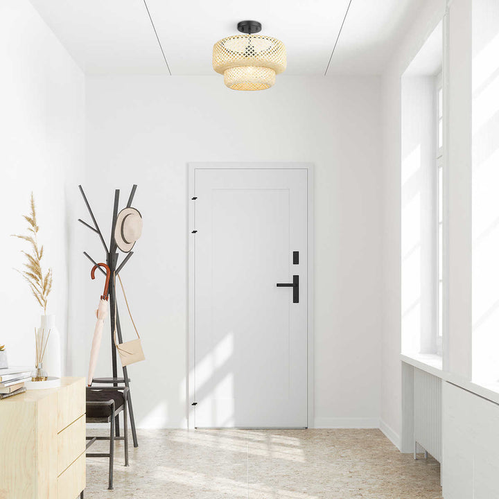 OVE - Makara Bamboo 1-Light Semi-Flush Mount Ceiling Fixture