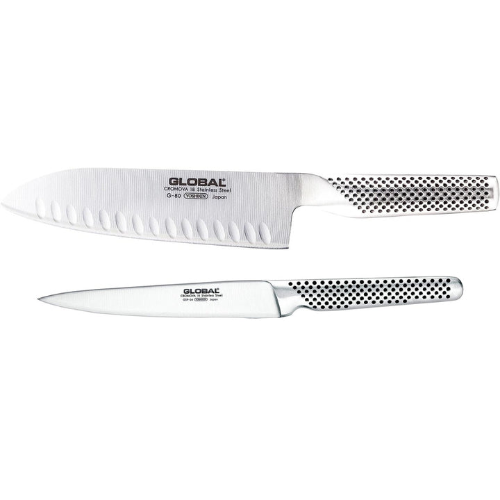 Global - Set of 2 fluted knives - Santoku 