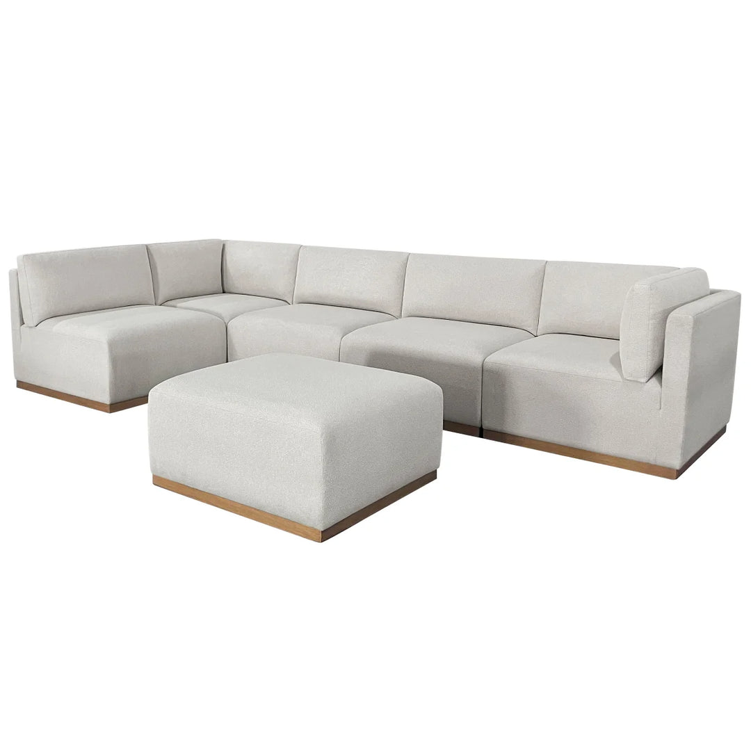 Henredon - Sectionnel 6 pièces en tissu avec pouf