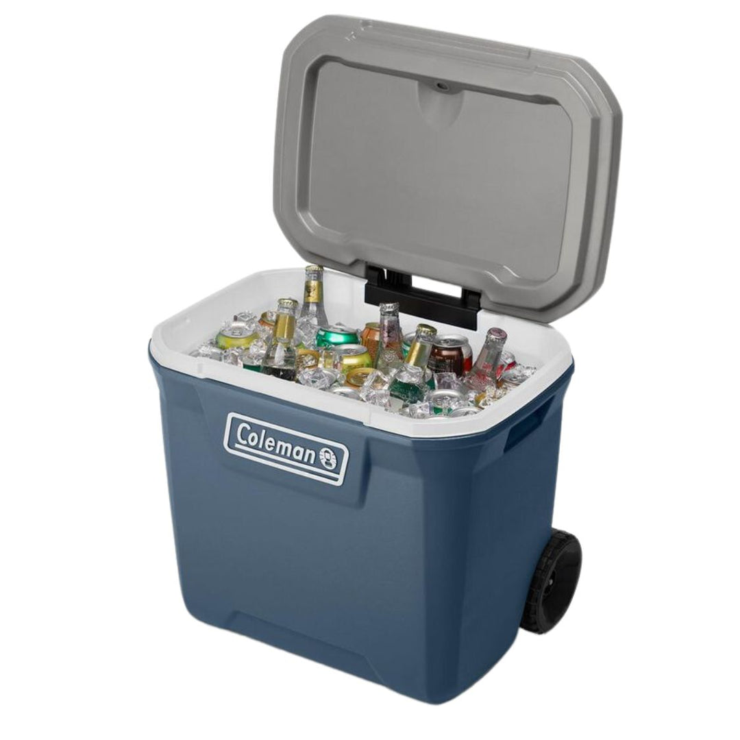 Coleman Hard Rolling Cooler, with Handle, 61.5 L, Blue