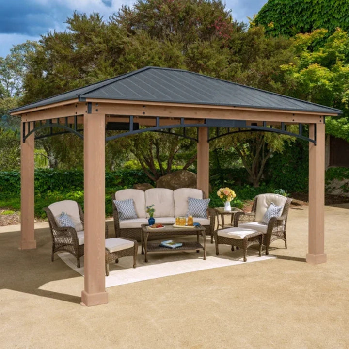 Yardistry - Pavillon de 12 pi × 14 pi à toit en aluminium