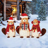 Set of 3 Christmas Beavers with Gift Box