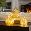 Evergreen - Set of 3 LED Glass Raindrops