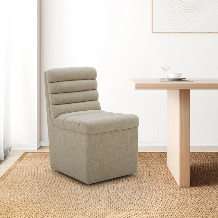Aiden & Ivy - Fabric Armless Dining Chair with Casters