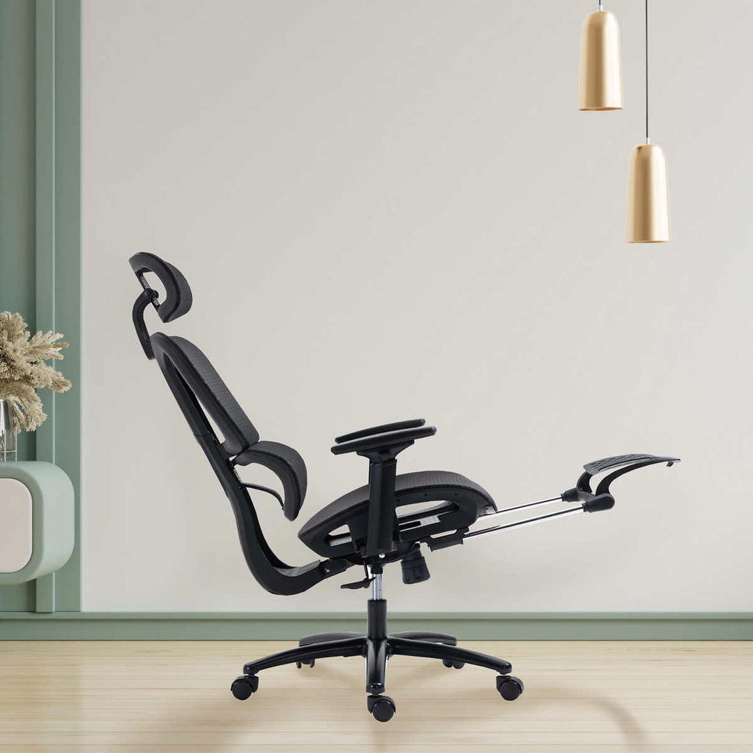 Motionwise - Chaise en maille à dossier haut avec repose-pieds