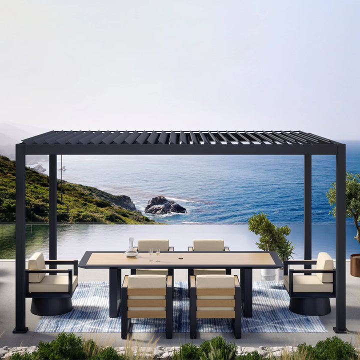 Mirador - Pergola réglable en aluminium persiennes, 8,8 pi x 14,4 pi