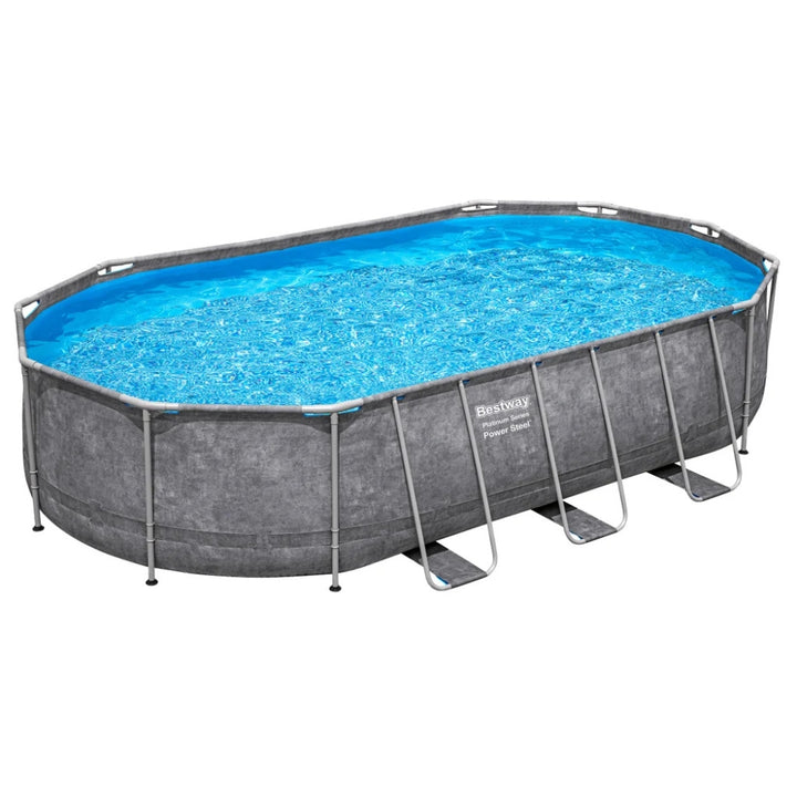 Bestway - Ensemble de piscine ovale hors-sol, Power Steel, 20 pi x 12 pi