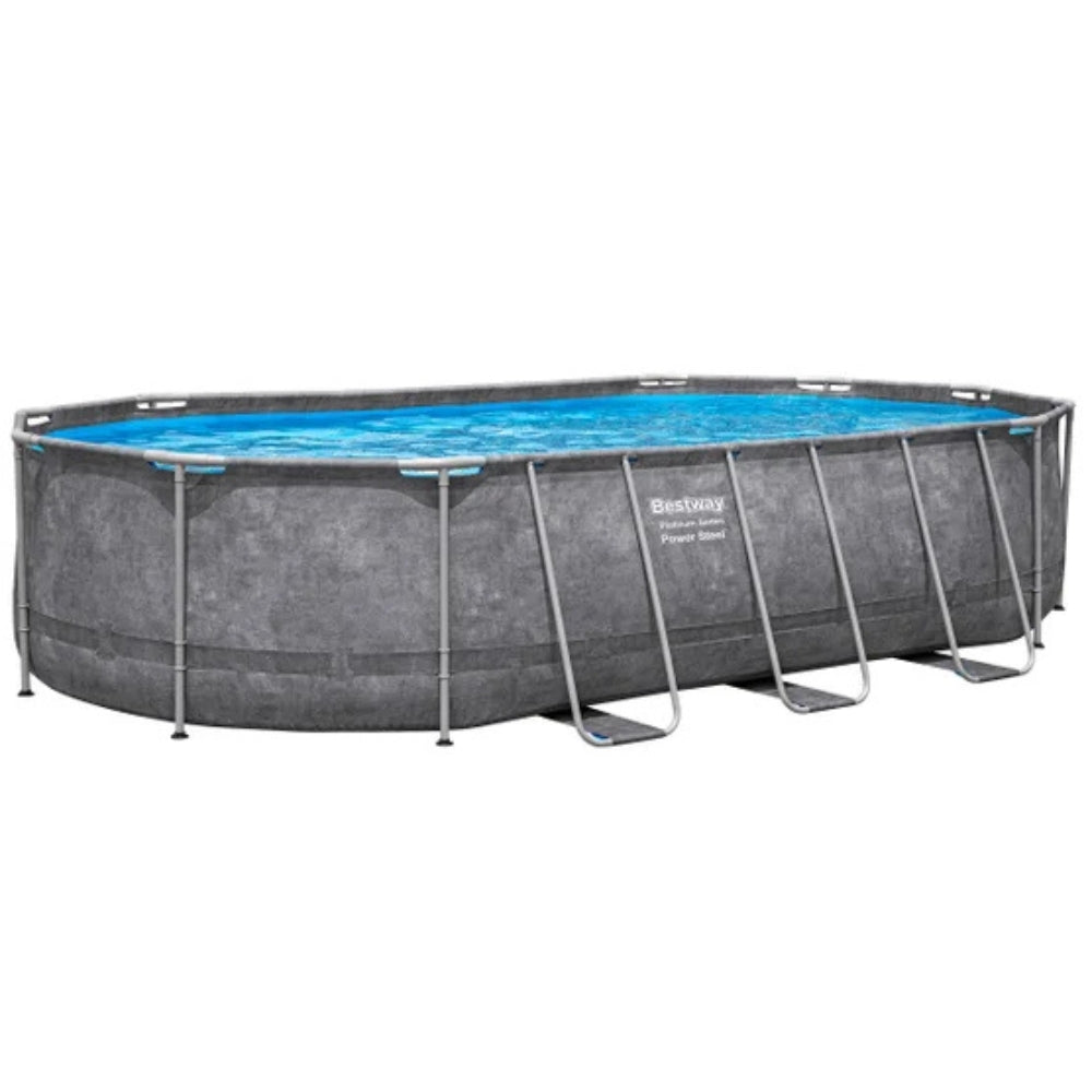 Bestway - Ensemble de piscine ovale hors-sol, Power Steel, 20 pi x 12 pi