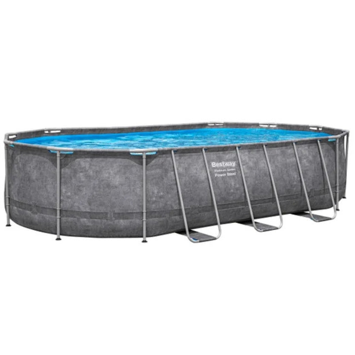 Bestway - Ensemble de piscine ovale hors-sol, Power Steel, 20 pi x 12 pi