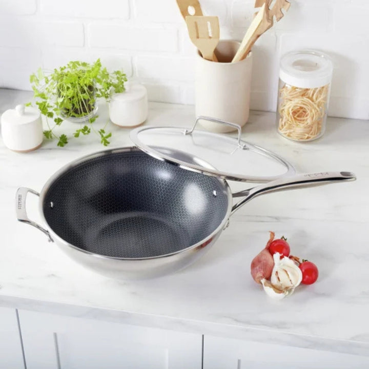 HENCKELS - Wok hybride en céramique antiadhésive à 3 plis Paradigm, 30 cm