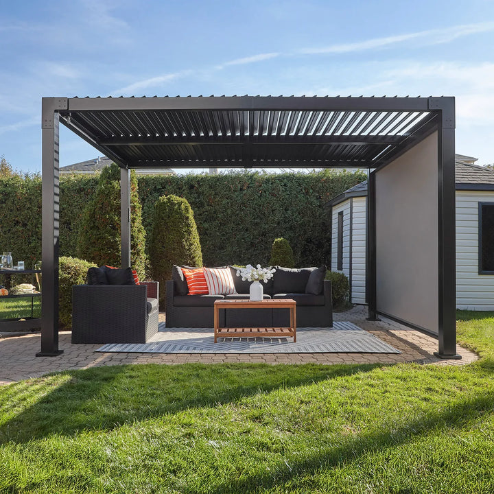 Sojag Austa - Pergola 10 x 13 pi avec LED et écran d'intimité