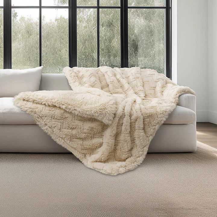 Mon Château - Jeté de luxe jacquard en fausse fourrure