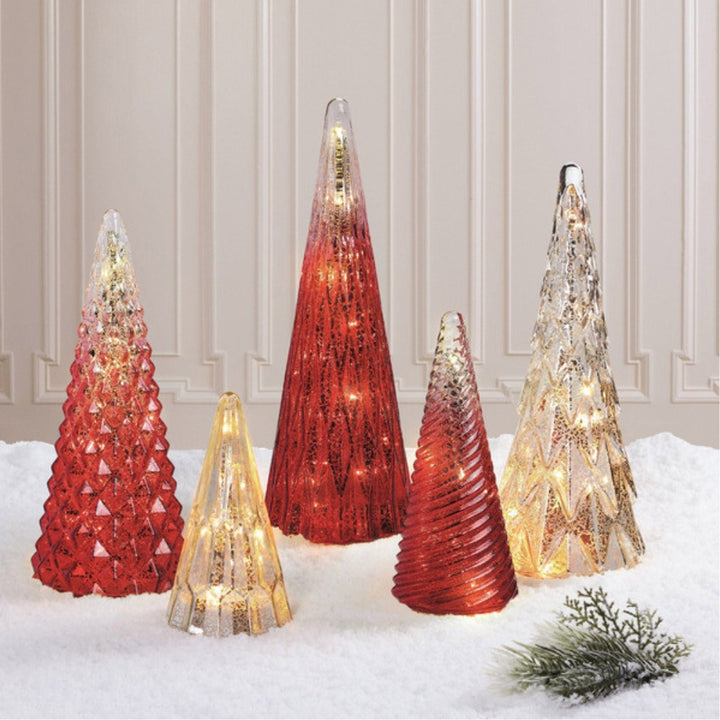 Set of 5 LED glass trees