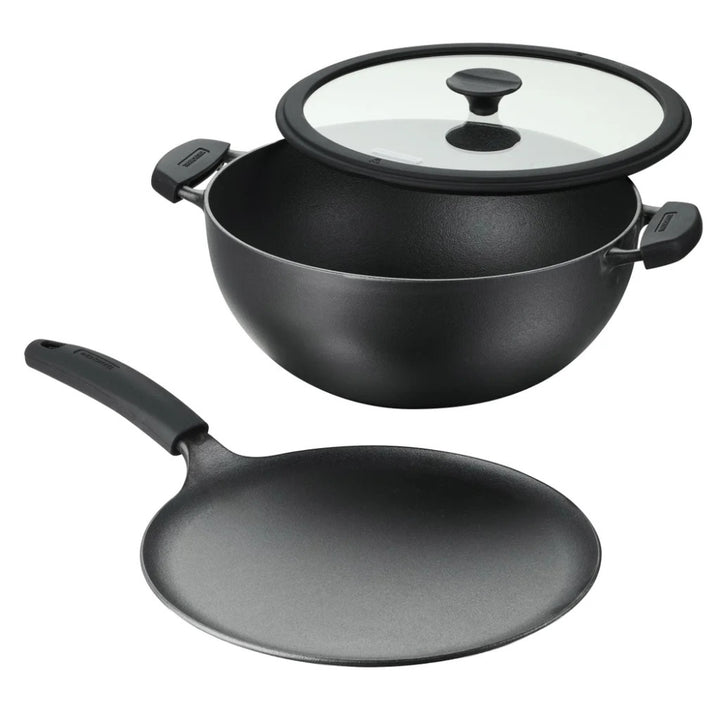 Tramontina - Kadai profond et Tawa plate en fonte, 3 pièces