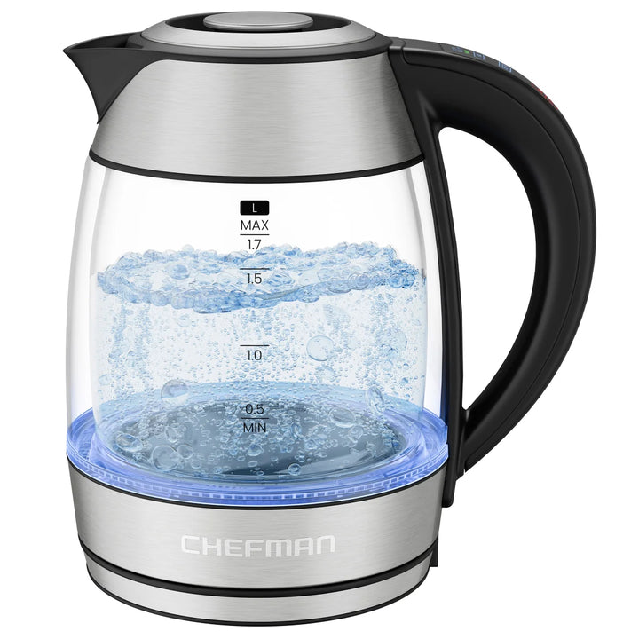 Chefman - Bouilloire numérique à double paroi en verre de 1,7 L