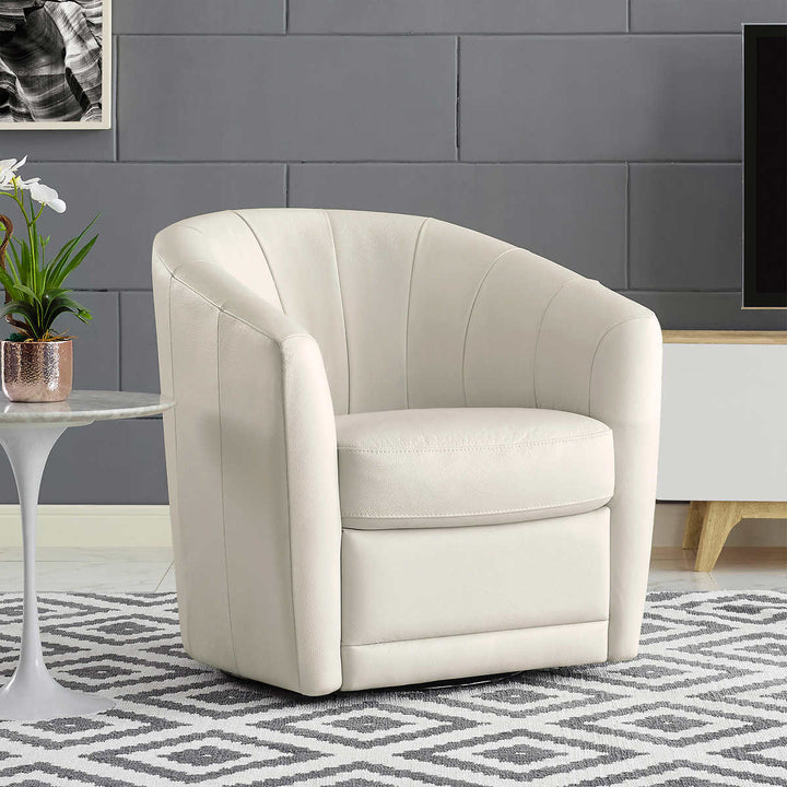 Natuzzi - Cora Chaise pivotante en cuir fleur supérieure