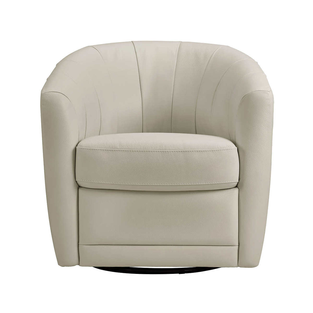 Natuzzi - Cora Chaise pivotante en cuir fleur supérieure