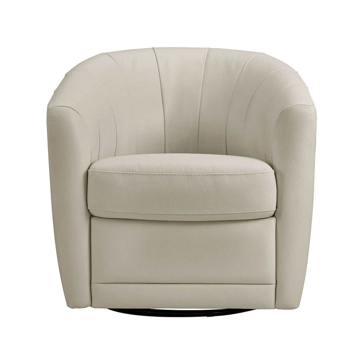 Natuzzi - Cora Chaise pivotante en cuir fleur supérieure
