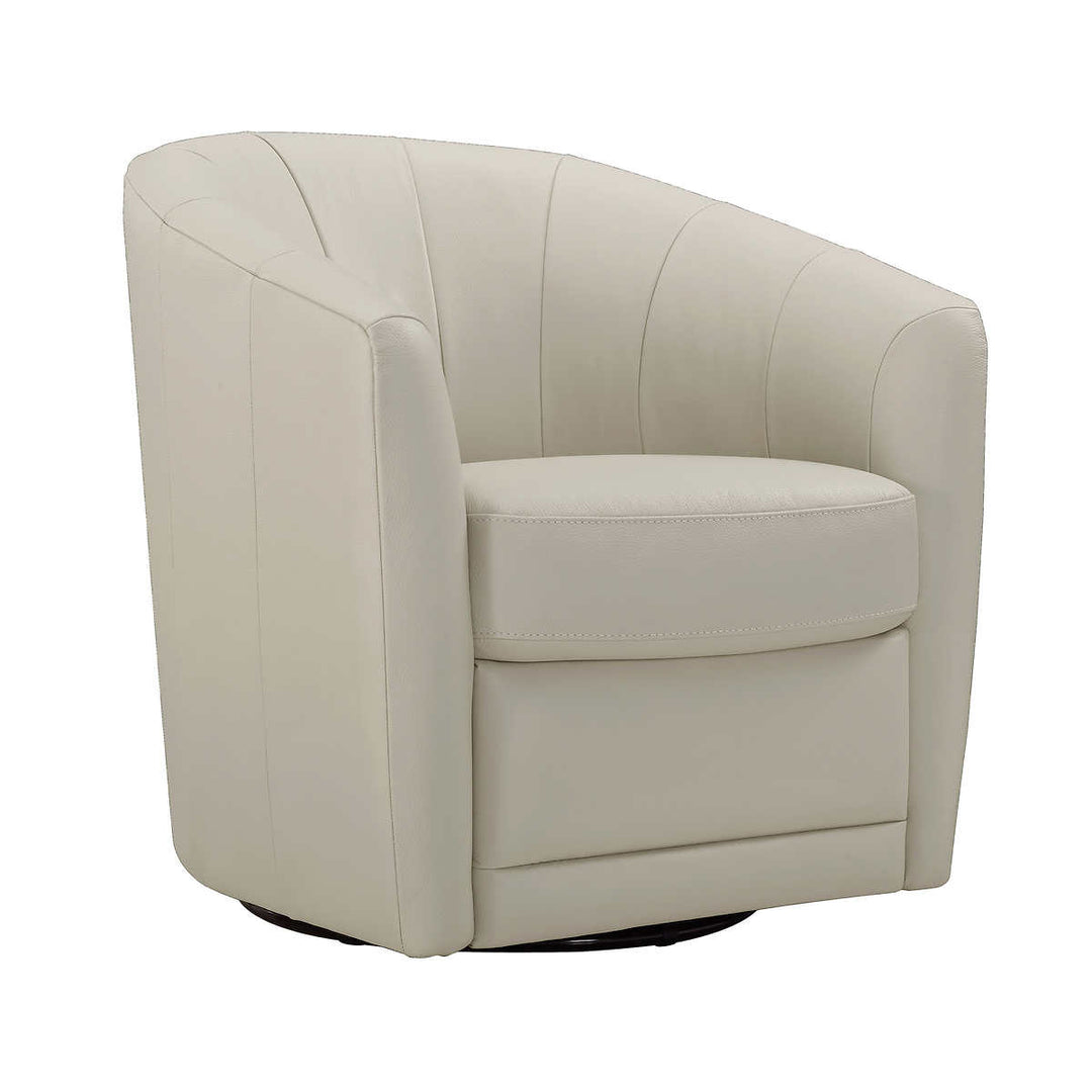 Natuzzi - Cora Chaise pivotante en cuir fleur supérieure