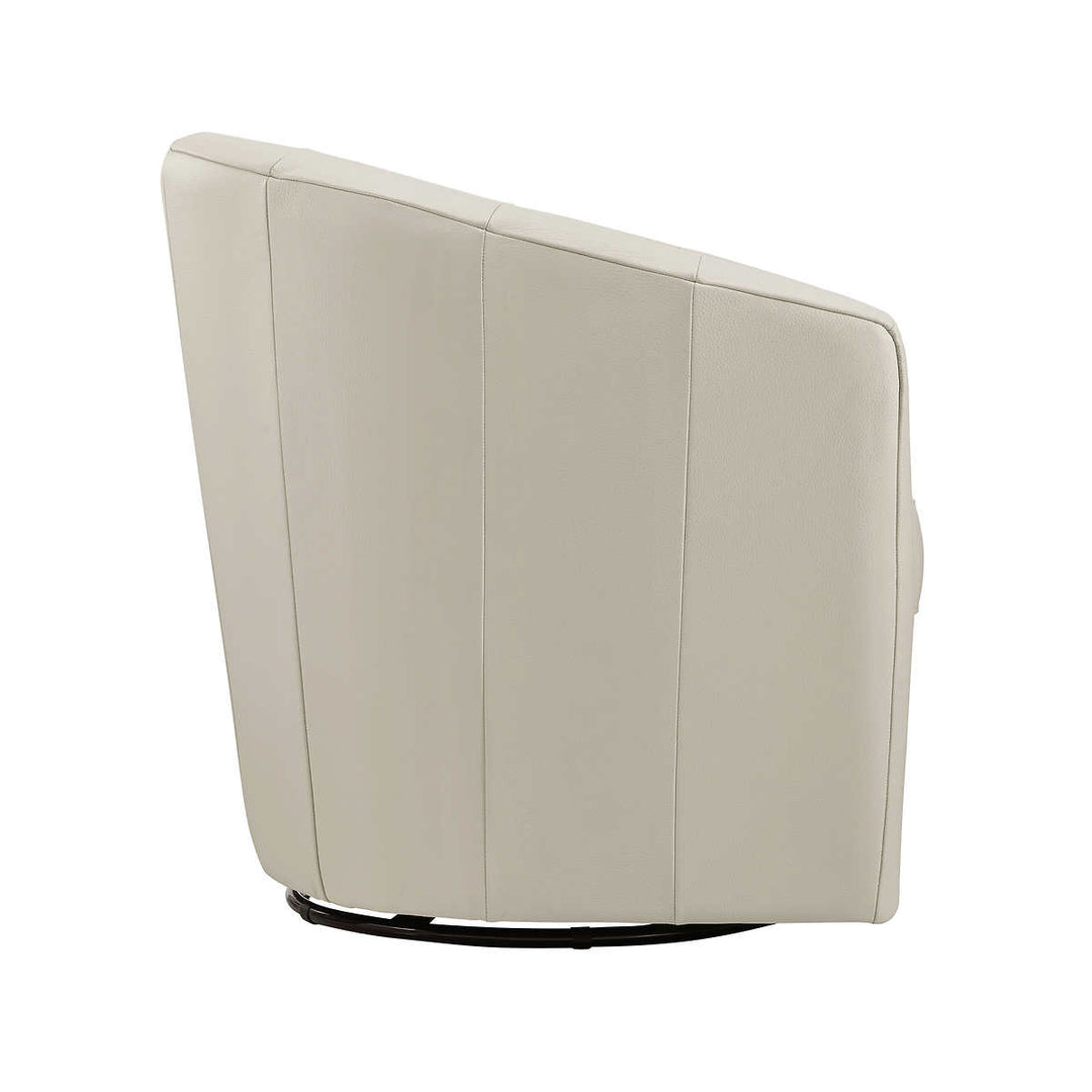 Natuzzi - Cora Chaise pivotante en cuir fleur supérieure