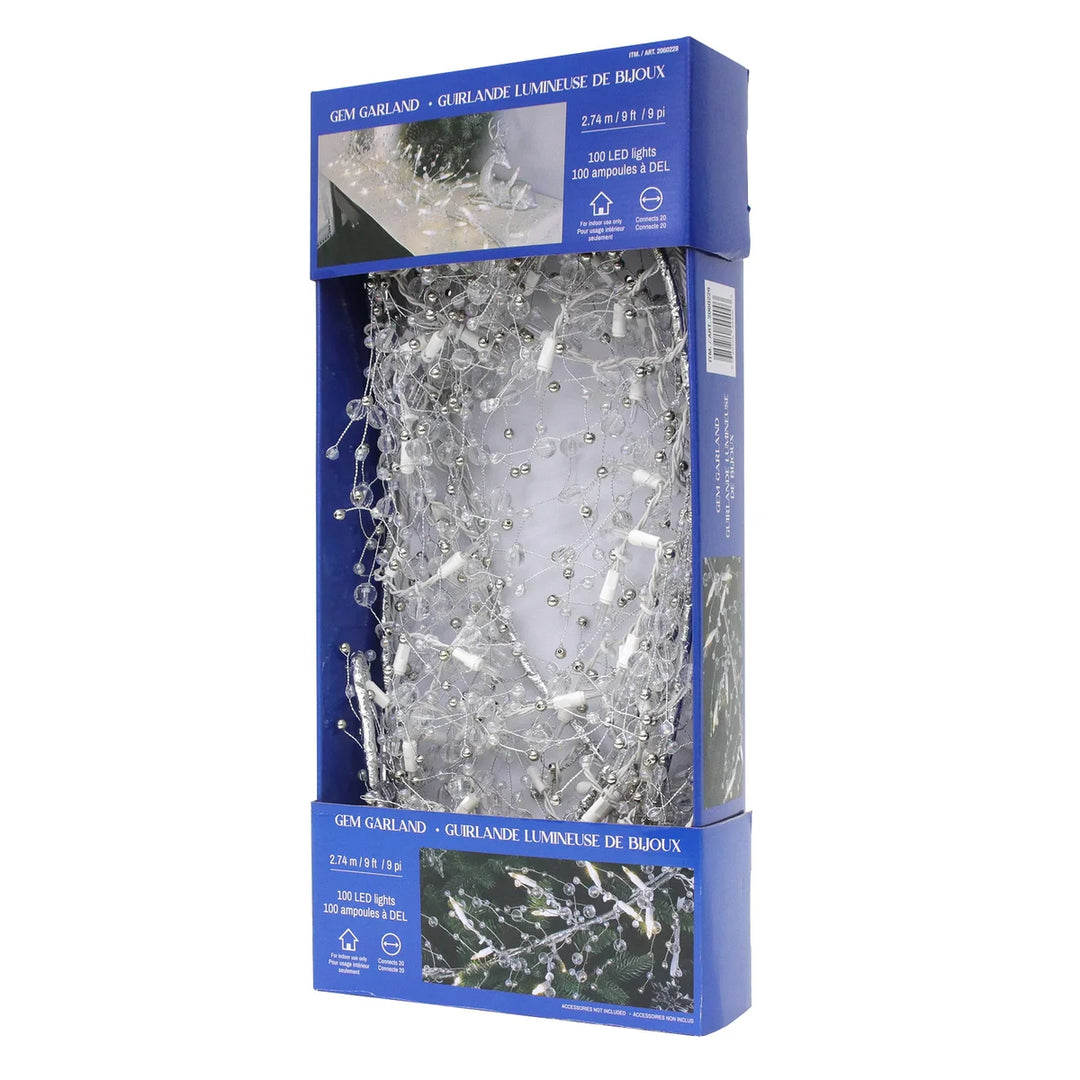 Holiday Gem Garland with 100 LED Lights