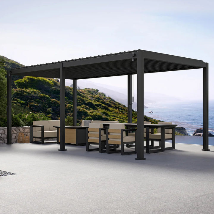 Zhejiang Zhengte Group - Pergola à Persiennes en aluminium Mirador, 10 pi x 20 pi