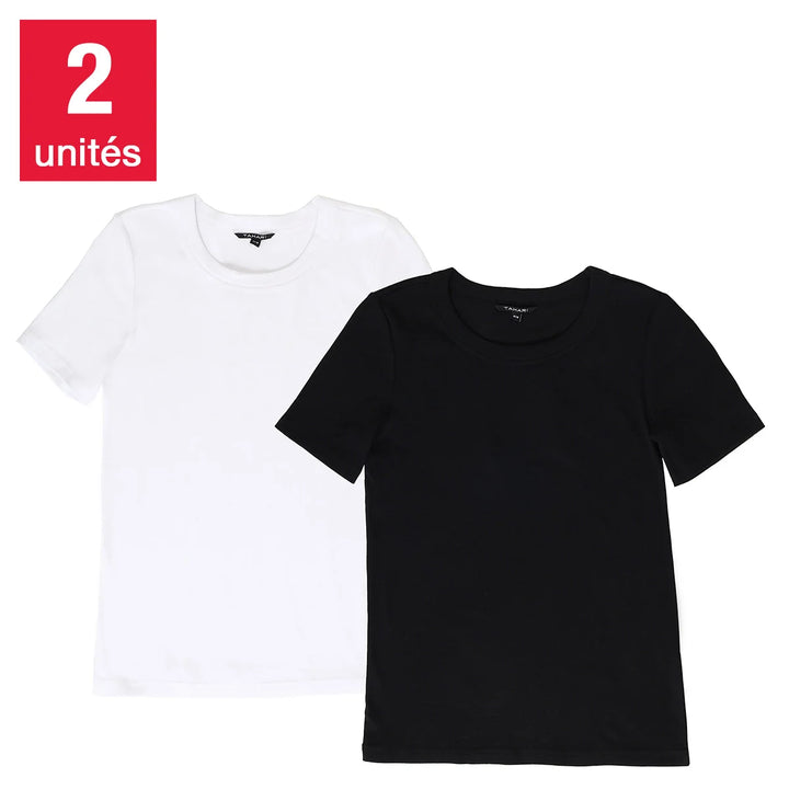 Tahari – T-shirt en coton côtelé, paquet de 2