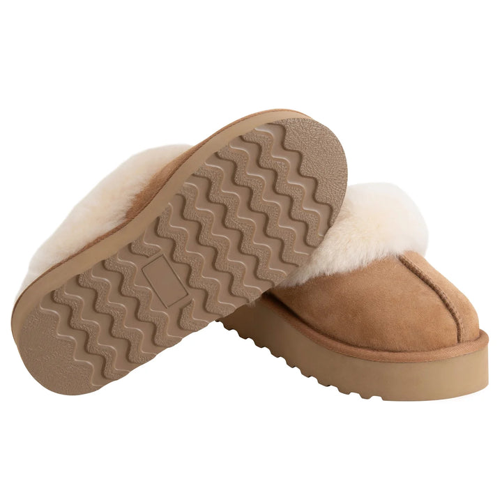 Kirkland Signature - Pantoufles plateforme en peau de mouton