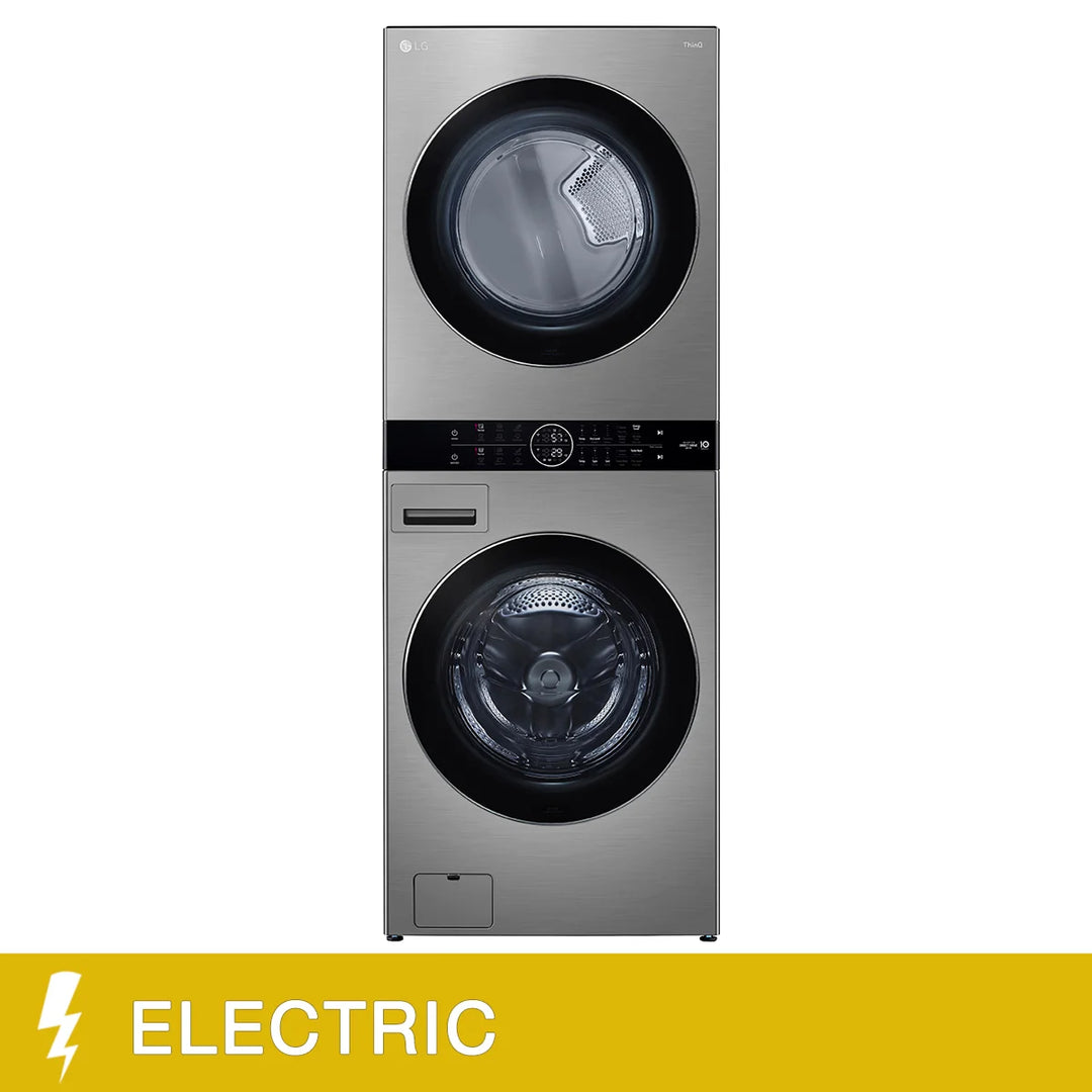 LG - Laveuse-sécheuse à chargement frontal, avec laveuse à vapeur de 5,2 pi³ et sécheuse à vapeur électrique de 7,4 pi³