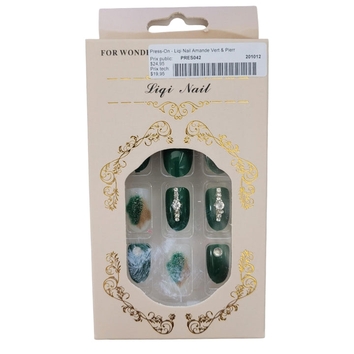 Press-On - Ongle carré arrondi à flocons blancs Flower Nail, 24 pièces