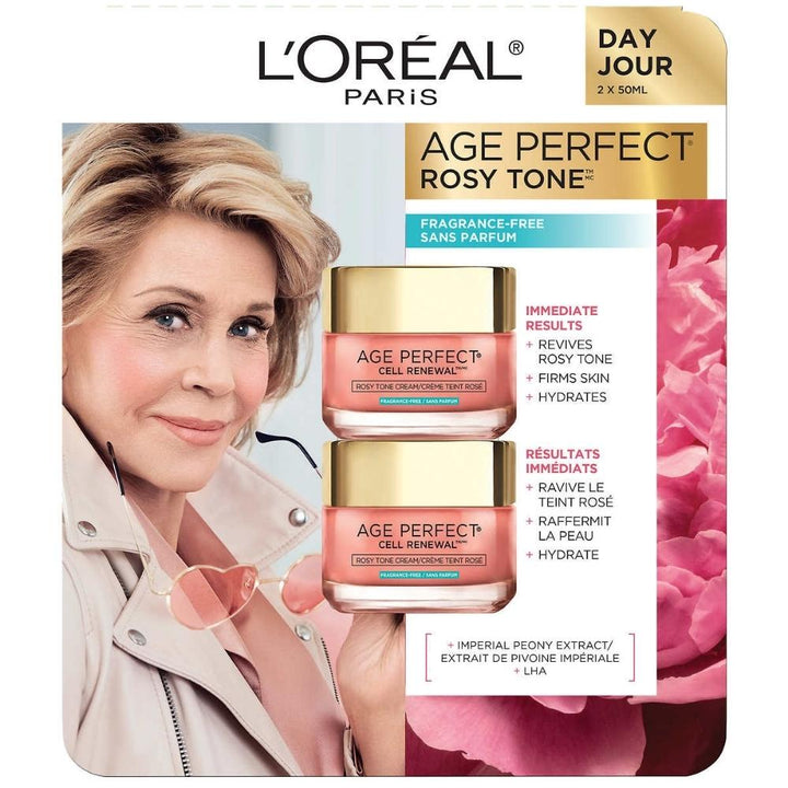 L’Oréal - Age Perfect Rosy Tone - Crème de jour hydratante , 2 x 50 ml