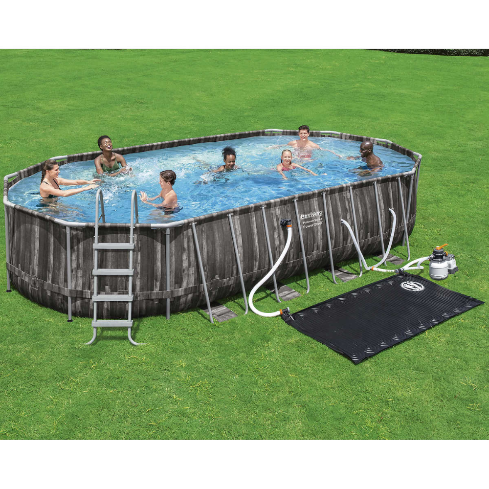 Bestway - Piscine hors terre Power Steel ovale + chauffe-eau solaire 22'