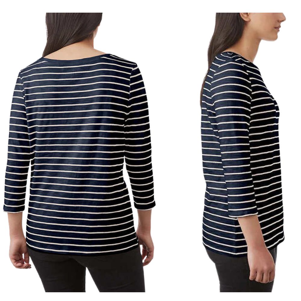 Pink Tartan - Chandail rayé à manches 3/4